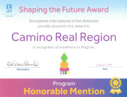 Soroptimist Honorable Mention Certificate