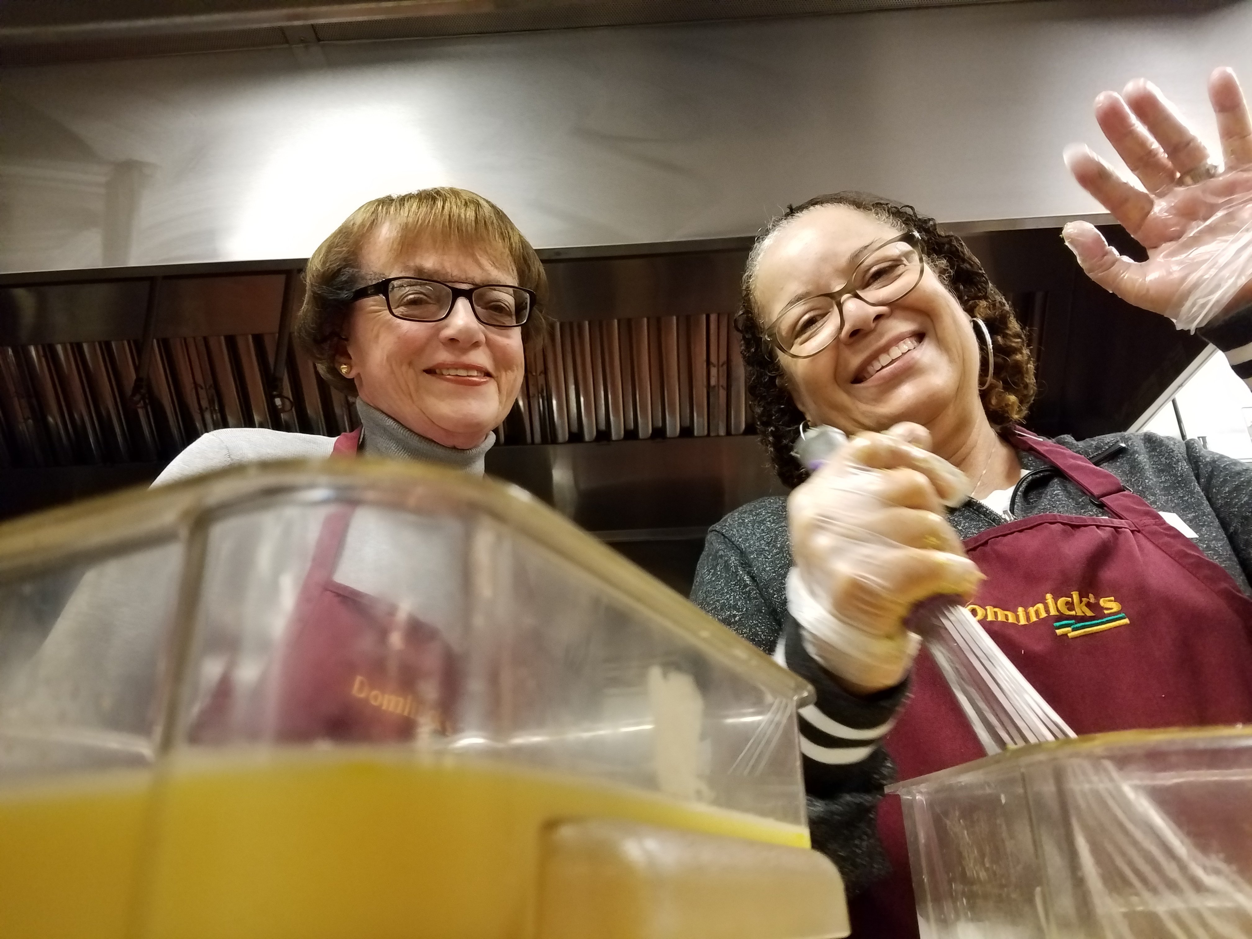 Pam and Cathy cooking